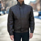 Veste bombardier en cuir pour hommes BOL à double poche 