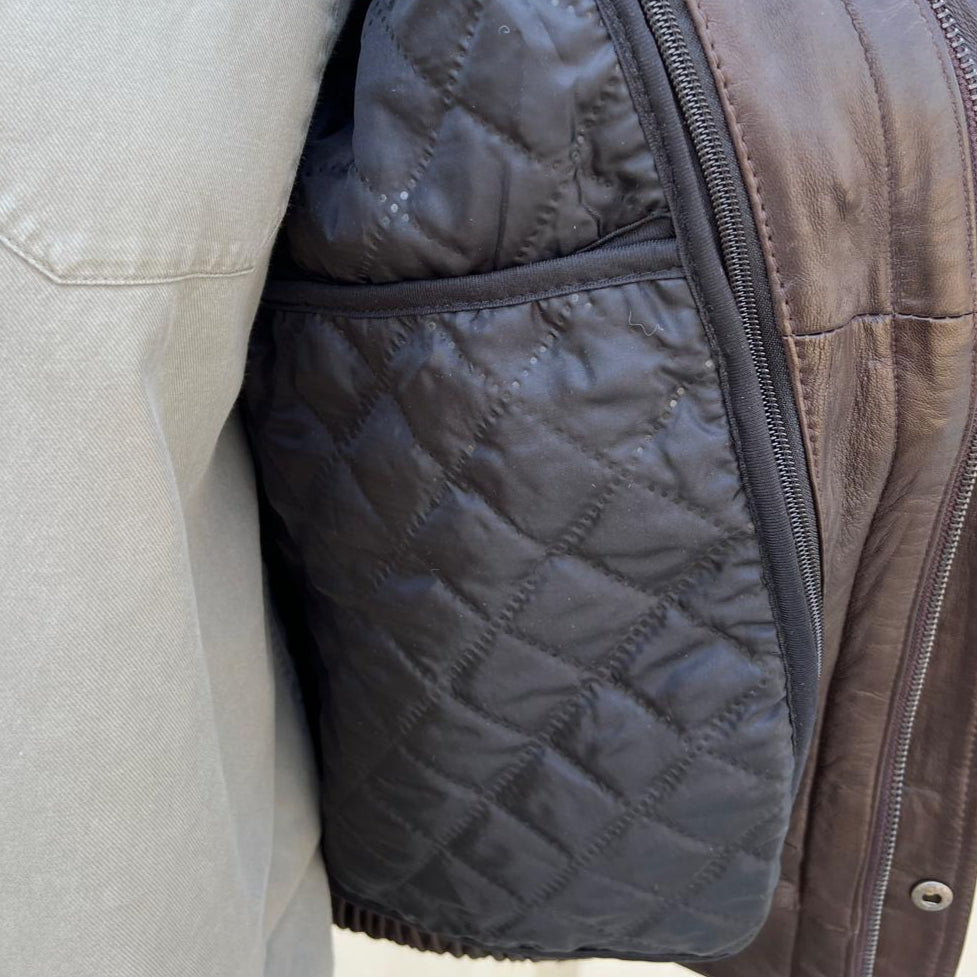 BOL Men's Double Pocket Leather Bomber Jacket EX-STOCK Canada 