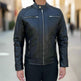 Men’s Sheep Leather Jacket. 4-Pocket, Stand Snap Collar & Silver Zippers EX-STOCK Canada 