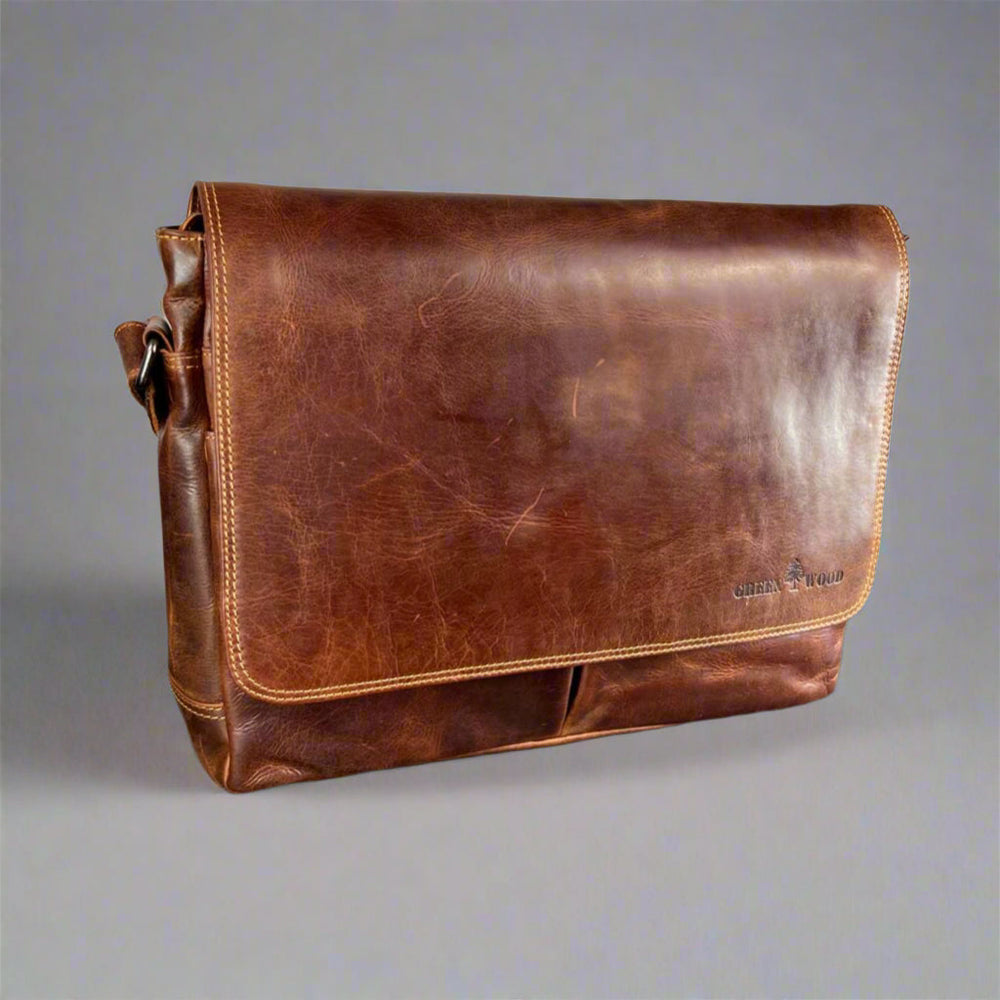 Greenwood Leather Laptop Bag. Premium Waxed Full-Grain Leather Briefcase for 16" Laptops EX-STOCK Canada 
