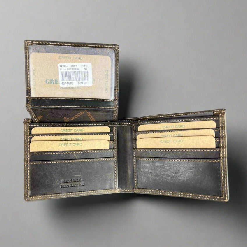 Greenwood Men's Leather Bifold Wallet. Premium RFID Protection Wallet with Flip Compartment EX-STOCK Canada 