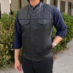 Men's Genuine Cow Leather Biker Club Vest EX-STOCK Canada 