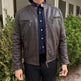 Men's Lamb Leather Jacket. Brown Vintage Style with Zip Pockets EX-STOCK Canada 