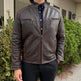 Men's Lamb Leather Jacket. Brown Vintage Style with Zip Pockets EX-STOCK Canada 