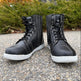 Men's Sneaker Biker Boots. Black Cowhide Leather with White Sole, Lace-Up & Side Zip EX-STOCK Canada 
