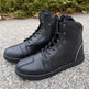 Men's Sneaker Biker Boots. Black Cowhide Leather with Lace-Up & Side Zip EX-STOCK Canada 