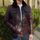 Men's Sheep Leather Jacket with Removable Fur Collar EX-STOCK Canada 