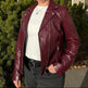 Women's Premium Lamb Leather Moto Jacket with Asymmetrical Zippers 