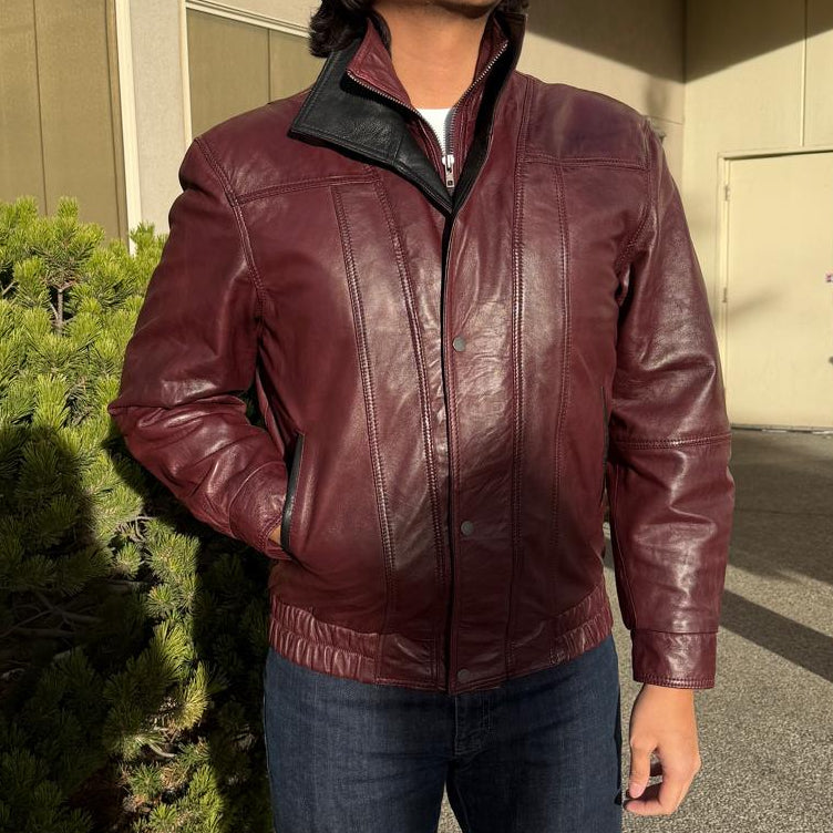 BOL Men's Double Collar Leather Bomber Jacket EX-STOCK Canada 