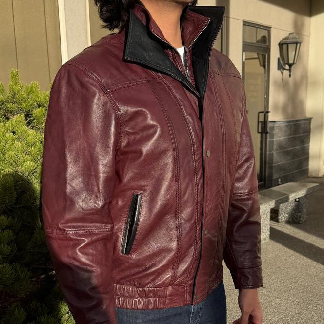 BOL Men's Double Collar Leather Bomber Jacket EX-STOCK Canada 