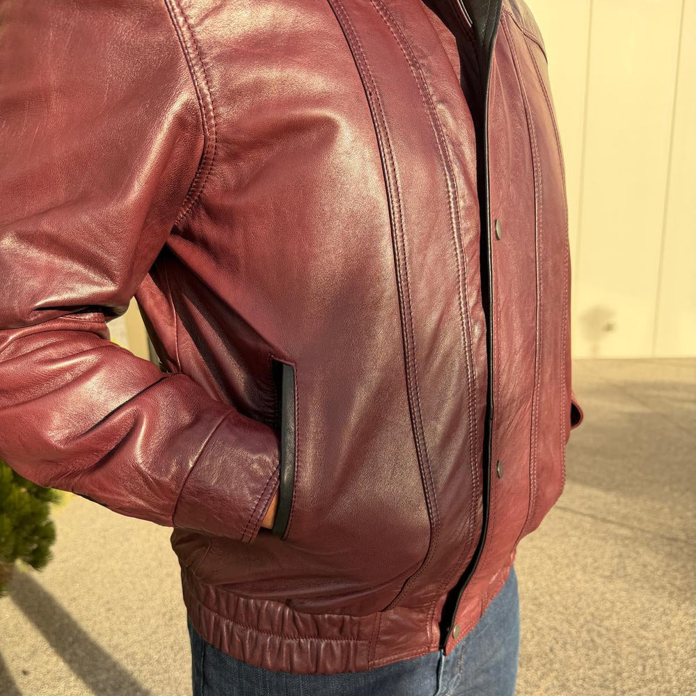 BOL Men's Double Collar Leather Bomber Jacket EX-STOCK Canada 