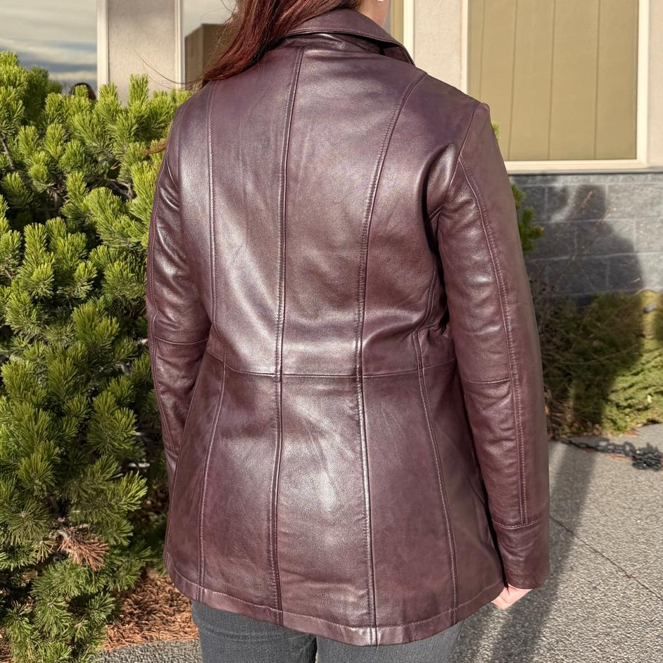 Classic Women's Mid-Length Lamb Leather Jacket EX-STOCK Canada 