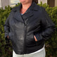 Women's Lamb Leather Biker Jacket with Quilted Ribbed Shoulders EX-STOCK Canada 