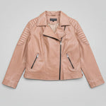 Women's Lamb Leather Biker Jacket with Quilted Ribbed Shoulders EX-STOCK Canada 