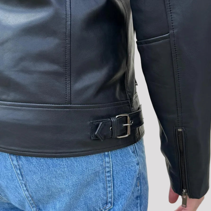 Men's Soft Lamb Leather Biker-Look Jacket 