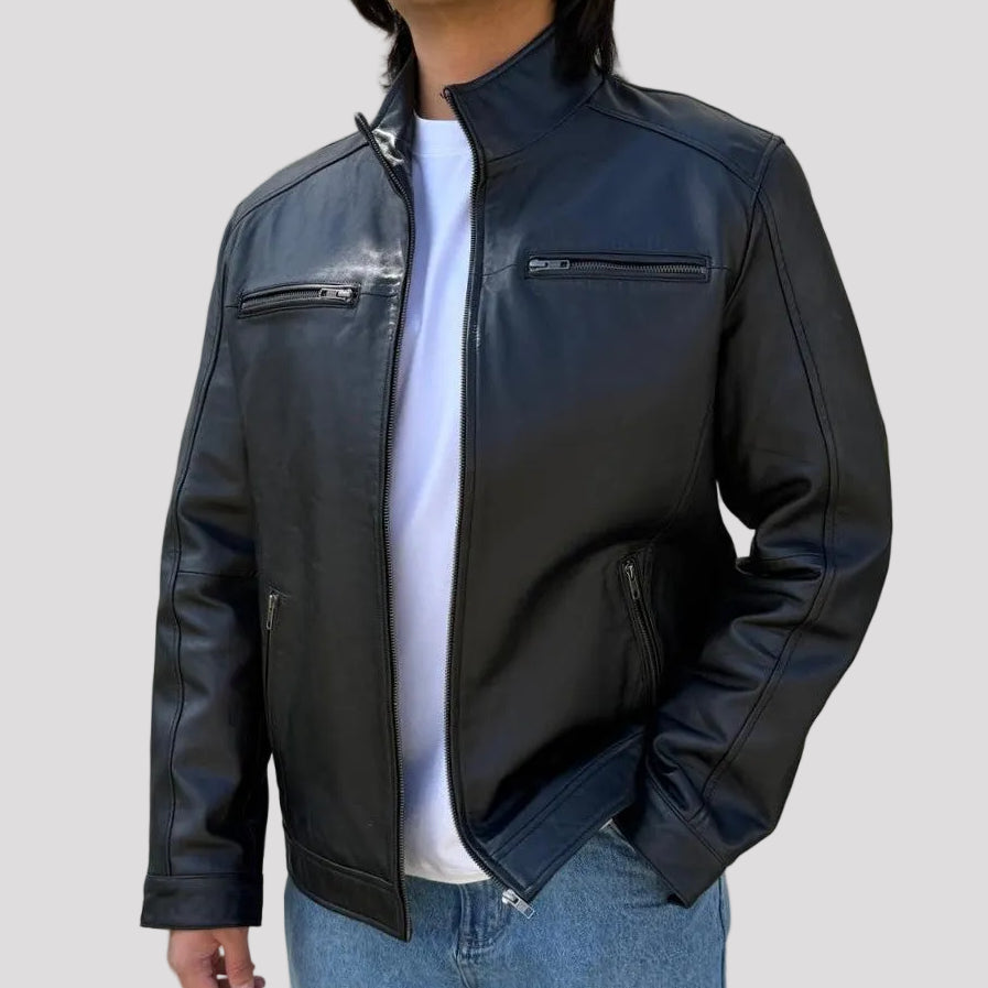 Veste Bombardier en Cuir d'Agneau pour Hommes BOL 