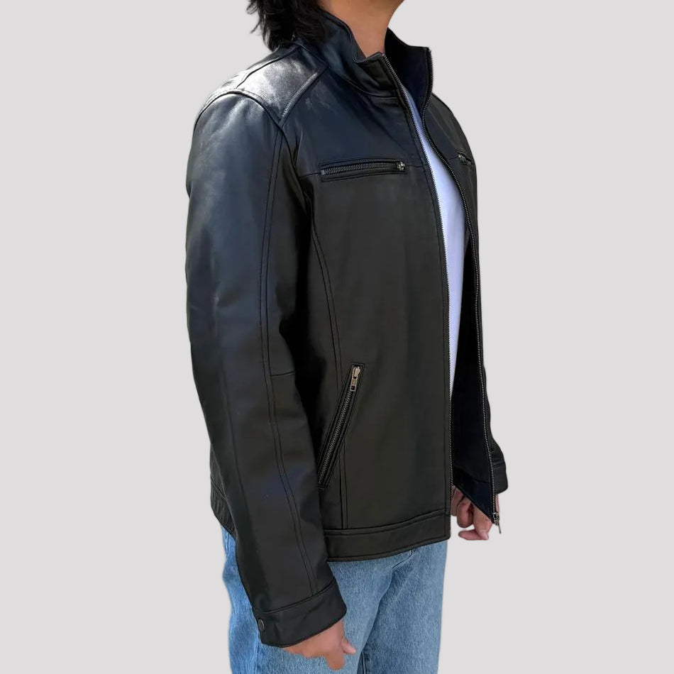 Veste Bombardier en Cuir d'Agneau pour Hommes BOL 