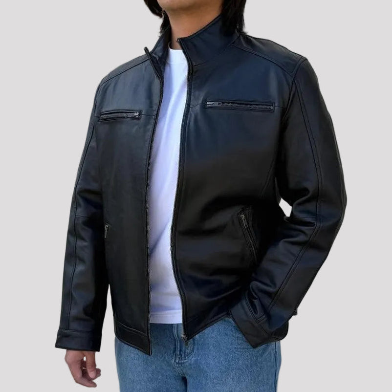 Veste Bombardier en Cuir d'Agneau pour Hommes BOL 