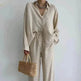 Women's 2 Piece Outfits Set Linen Button down shirt Blouse and straight Leg Pants Set - EX-STOCK Canada