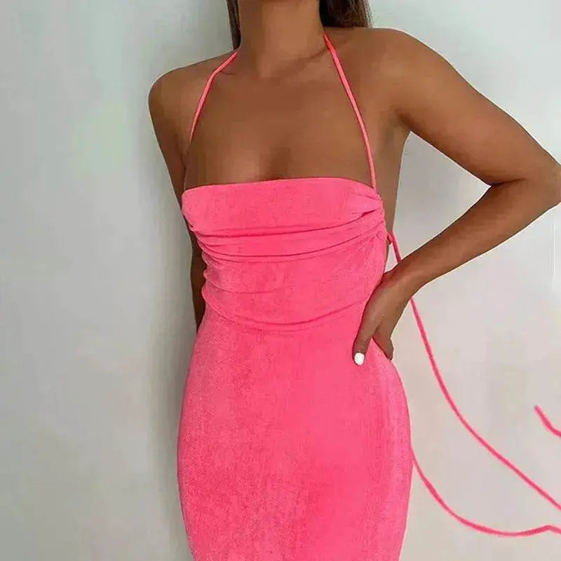 Women's Backless Charming Strap Slim Dress Tube Top Halter Dress Club Party Beach Outfits Summer - EX-STOCK Canada