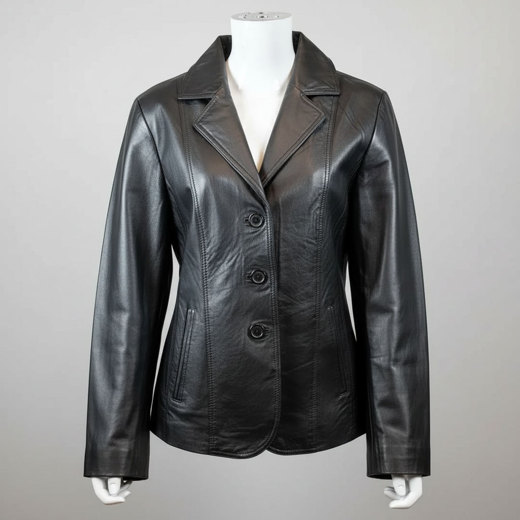 Women's Blazer Stitched Leather Jacket 