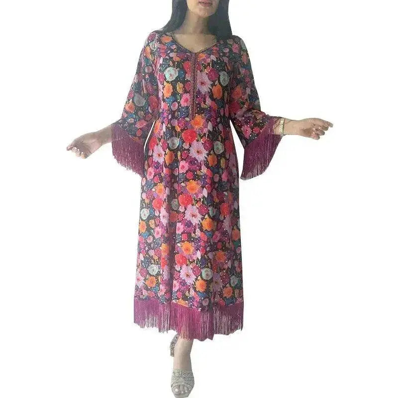Women's Bronzing Printed Casual Dubai Arab Robe - EX-STOCK Canada