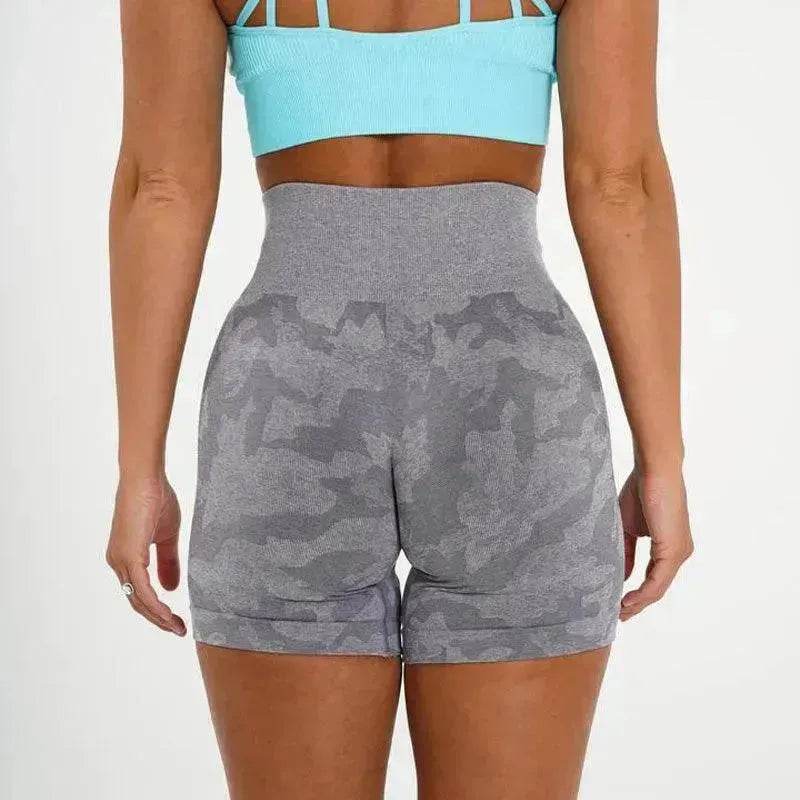 Shorts de sport sans coutures en jacquard camouflage pour femme - EX-STOCK Canada