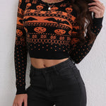 Women's Contrast Color Jacquard Fashion Round Neck Sweater - EX-STOCK Canada