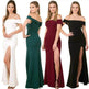 Women's Fashion Elegant Boat-neck formal slit bodycon Evening Gown Dress. - EX-STOCK Canada