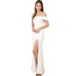Women's Fashion Elegant Boat-neck formal slit bodycon Evening Gown Dress. - EX-STOCK Canada