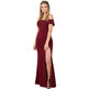 Women's Fashion Elegant Boat-neck formal slit bodycon Evening Gown Dress. - EX-STOCK Canada