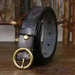 Women's Fashion Leather Jeans Belt With Brass Buckle - EX-STOCK CANADA