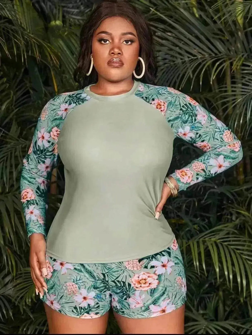 Women's Fashion Long Sleeve High Waist Split Swimsuit/pajamas/lounge wear. - EX-STOCK Canada