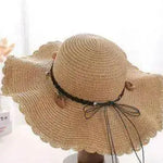Women's Han Korean Edition Big Beach Wavy With Leather Rope Weaving Hat - EX-STOCK Canada