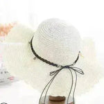 Women's Han Korean Edition Big Beach Wavy With Leather Rope Weaving Hat - EX-STOCK Canada
