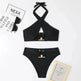 Women's High-Waist Briefs Swimsuit with Fashionable Split and Cross-Halterneck - EX-STOCK Canada