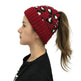 Women's Leopard Jacquard Ponytail Knitted Woolen Hat - EX-STOCK Canada