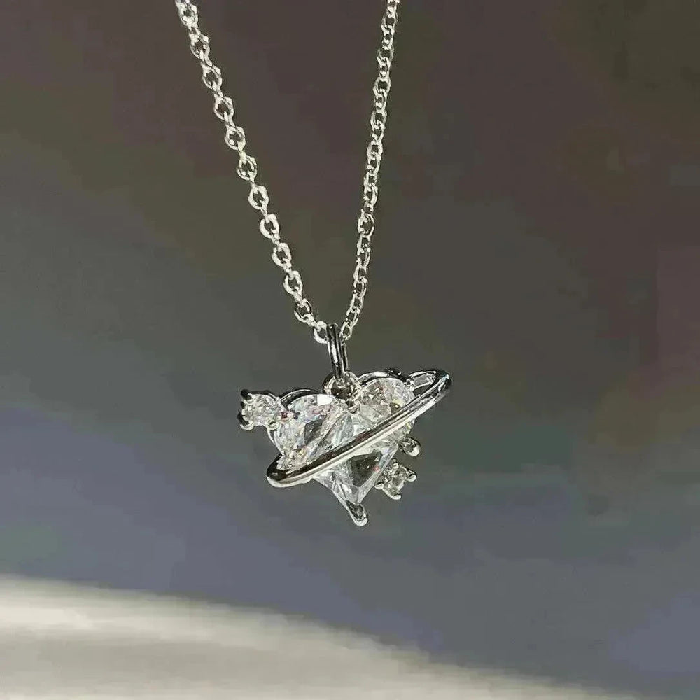 Women's Love Planet Pink Diamond Love Necklace - EX-STOCK CANADA
