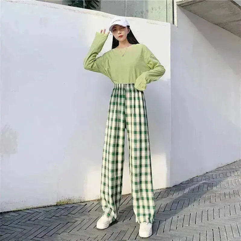 Women's Plaid Wide Leg Casual Pants - EX-STOCK Canada