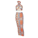 Women's Printed Halter Strap Strapless Slim Skirt Set - EX-STOCK Canada