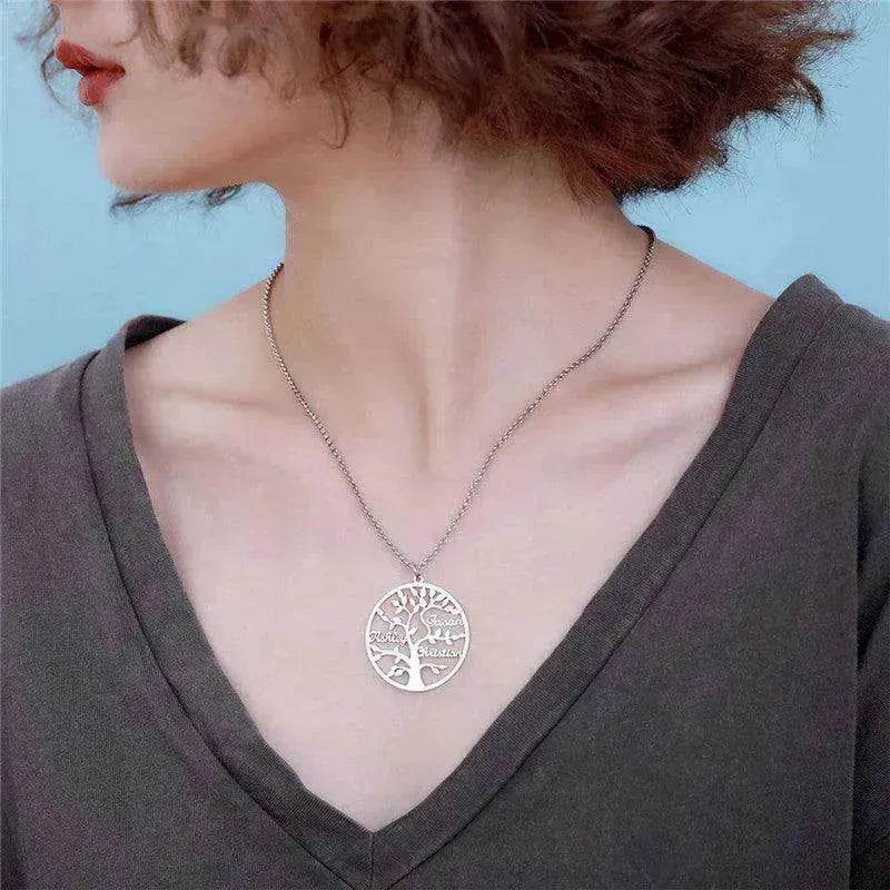Women's Sliver Tree Of Life Stainless Steel Customized Necklace - EX-STOCK Canada