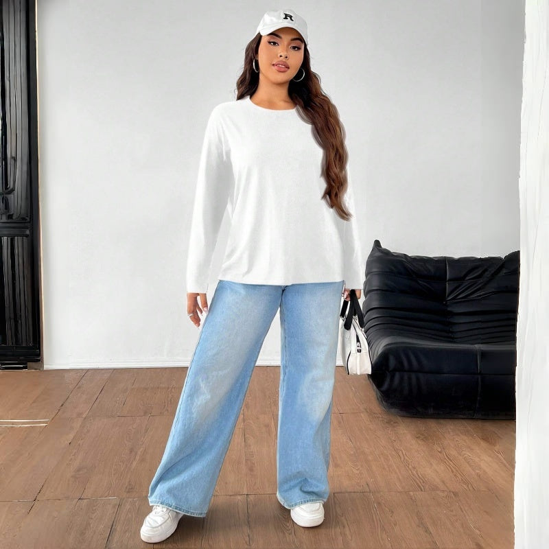 Women's Solid Color Loose Round Neck Top EX-STOCK Canada 