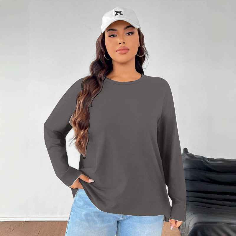 Women's Solid Color Loose Round Neck Top EX-STOCK Canada 