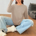 Women's Solid Color Loose Round Neck Top EX-STOCK Canada 