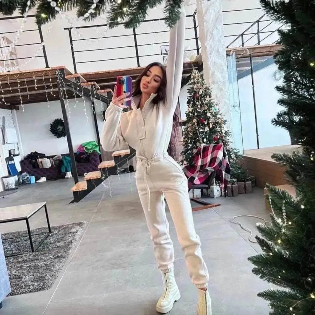 Women's Stand up Collar Cinched European And American Leisure Jumpsuit - EX-STOCK Canada