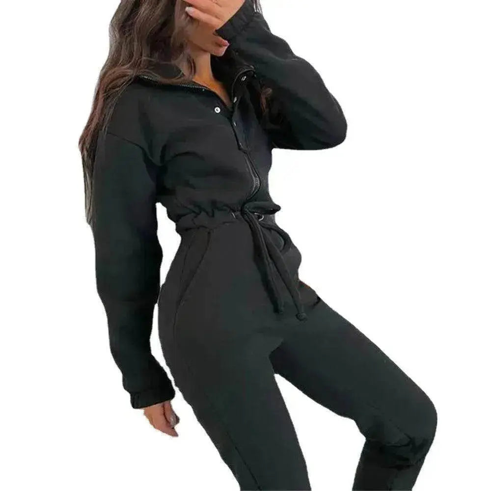 Women's Stand up Collar Cinched European And American Leisure Jumpsuit - EX-STOCK Canada