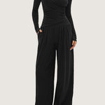 Women's Wide-leg Pants Long-sleeved Sportswear Suit EX-STOCK Canada 