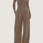 Women's Wide-leg Pants Long-sleeved Sportswear Suit EX-STOCK Canada 