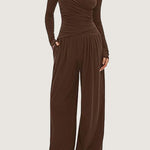 Women's Wide-leg Pants Long-sleeved Sportswear Suit EX-STOCK Canada 