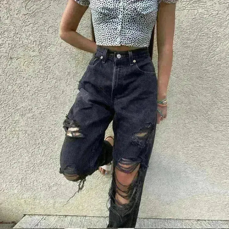 Women's jeans ripped holes are thinner women's jeans - EX-STOCK CANADA